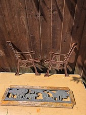 Vintage Childs Cast Iron Bench Ends With Plastic Back Plate (Lot 3)
