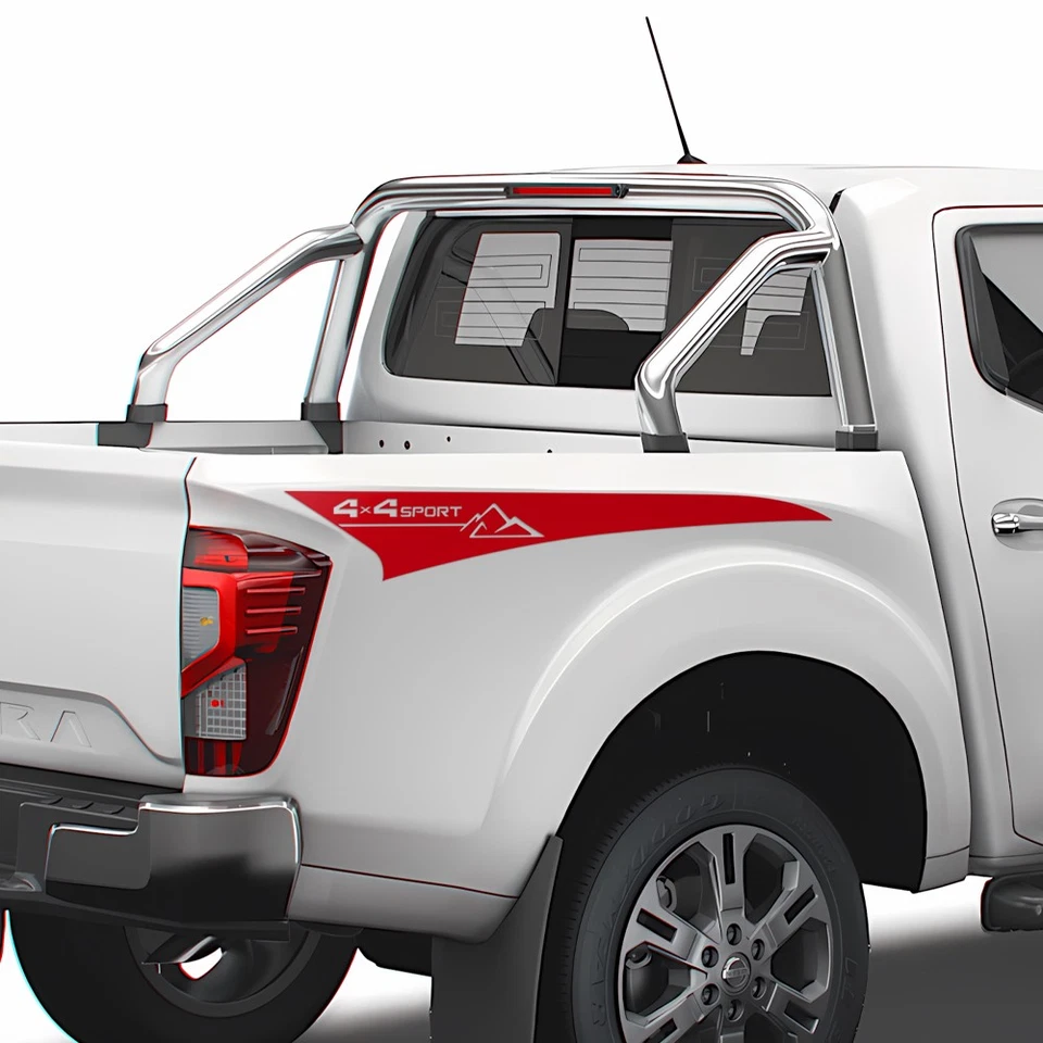 Parachoques trasero deportivo rayas laterales para Nissan Frontier Navara todas las generaciones NP300 Foto 3 de 4