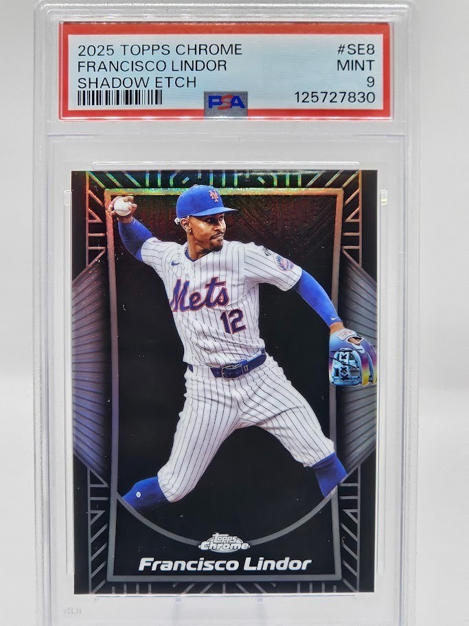 2025 Topps Chrome #SE-8 Francisco Lindor Shadow Etch PSA 9