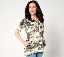 LOGO by Lori Goldstein Women's Top Plus Sz 2X Printed Knit Multi-colored A652628