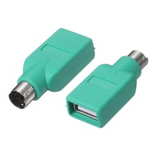 2 Pcs USB to PS/2 Adapter, Plastic USB A Female to PS/2 Male Converter, Green