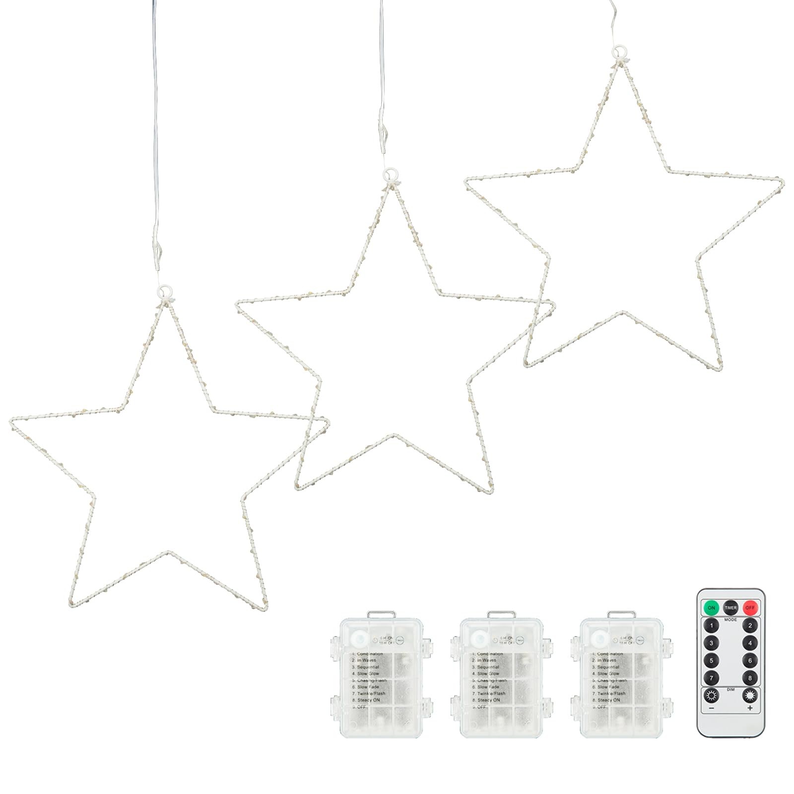 Aptliton Star String Lights Warm White, 31x33Cm Battery Powered AA Fairy Lights