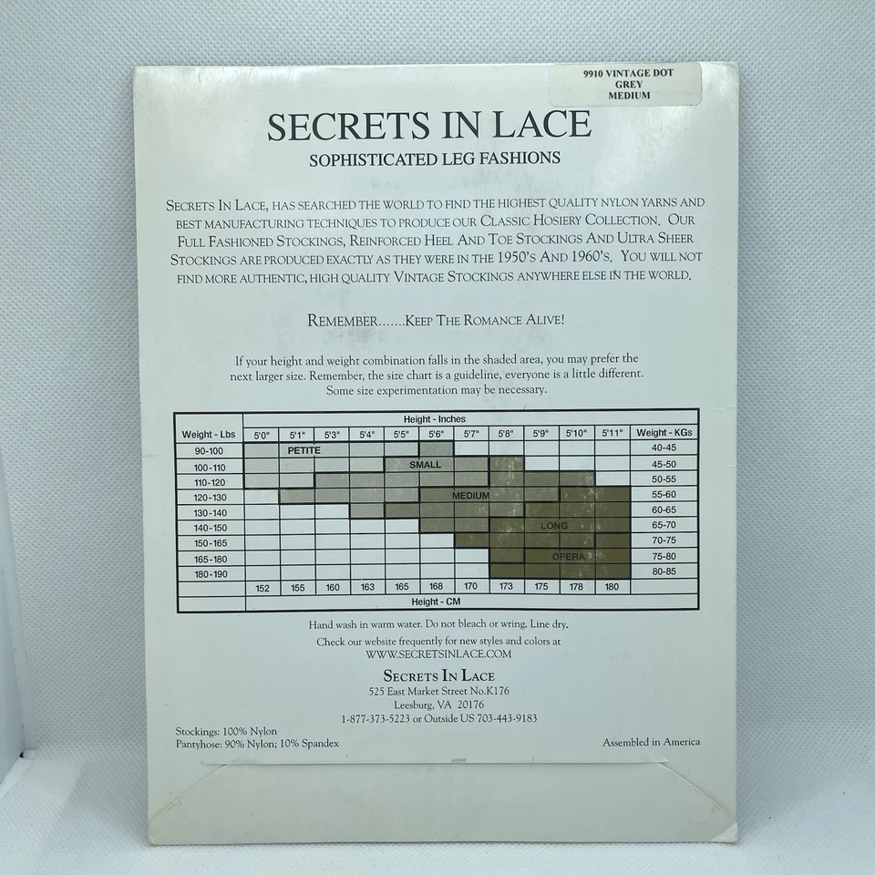 Rare Secrets In Lace #9910 Vintage Dot Stockings Grey Size Medium - Bild 2 von 4