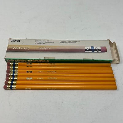 Vintage Faber-Castell Velvet 3557-3 Firm Pencils Yellow Blue Band 7 Count Box