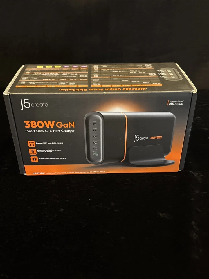 J5 Create 380 W GaN USB C Charger 6 Port USB C Hub PD 3.1 - Image 3 of 4