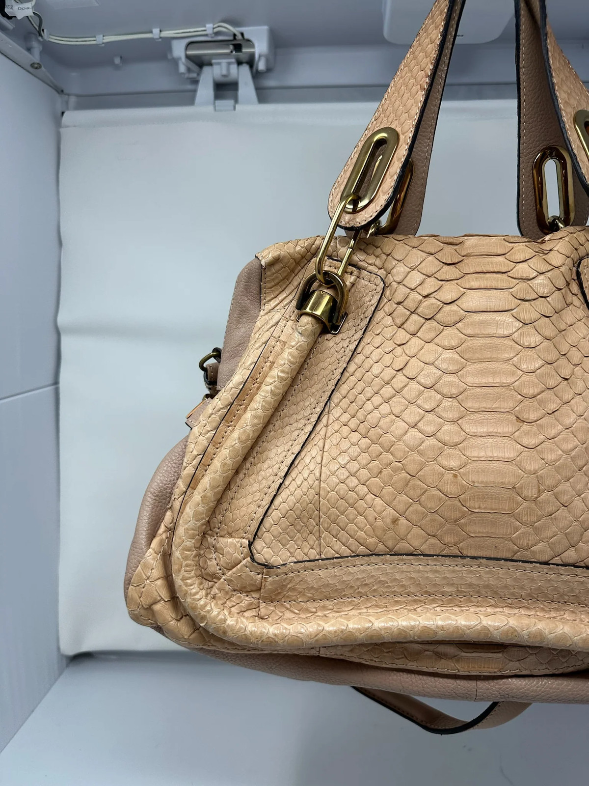 Chloe Paraty Beige Python with Shoulder Strap - image 9
