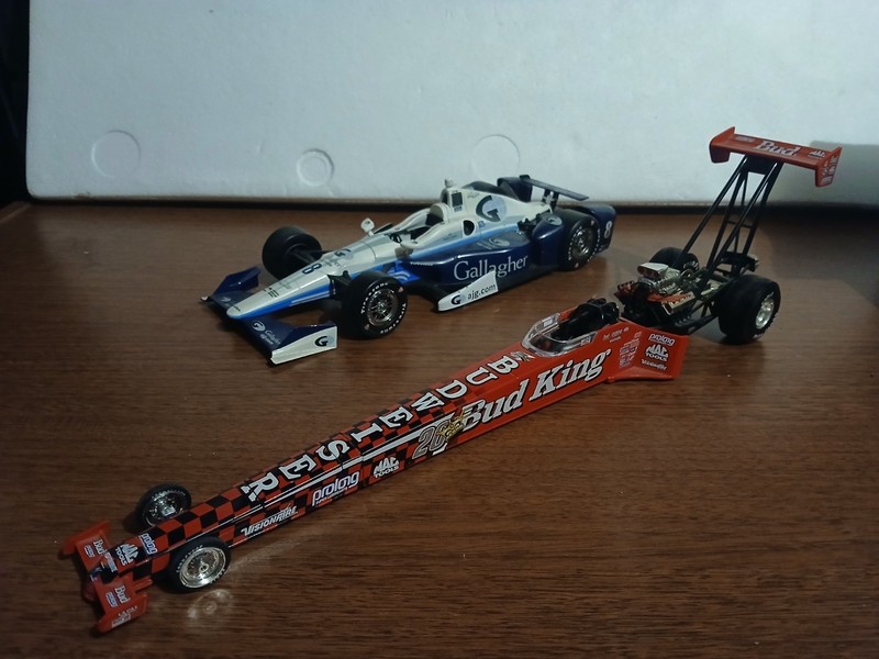 budweiser dragster diecast collector and another diecast racecar