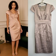 Liz Jordan Size 8 Dress Evening Cocktail Party , Satin , Champagne Colour 