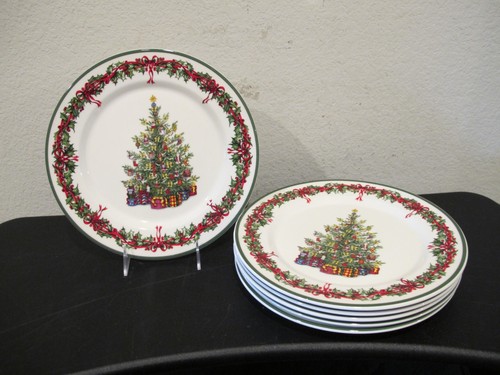 (6) Christopher Radko Traditions Holiday Celebrations Dinner Plates 10 7/8"