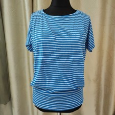 jojo maman bebe small Maternity Nursing Top Blue White Stripe tshirt