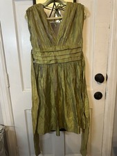NWOT Adrianna Papell Fit n Flare Dress, Metallic Green, Sz 8