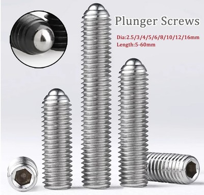 Hex Head Spring Ball Plunger Screws Point Grub Bolt Dia 2.5/3/4/5/6/8/10/12/16mm