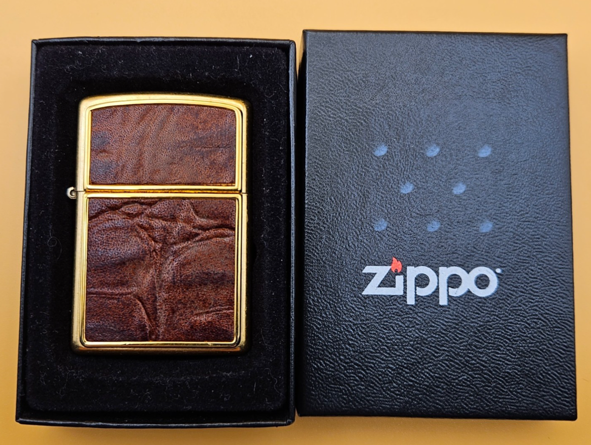 Zippo Lighter 2004 Crocodile Leather Emblem, Gold Dust Finish | eBay