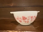 Vintage Pyrex 441 Pink Gooseberry Cinderella Mixing Bowl 1.5 Qt White