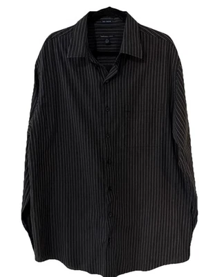 black dress shirt with stripes VANNUCCI Milano Navy Blue Striped Cotton Dress Shirt New 16.5 main image 0