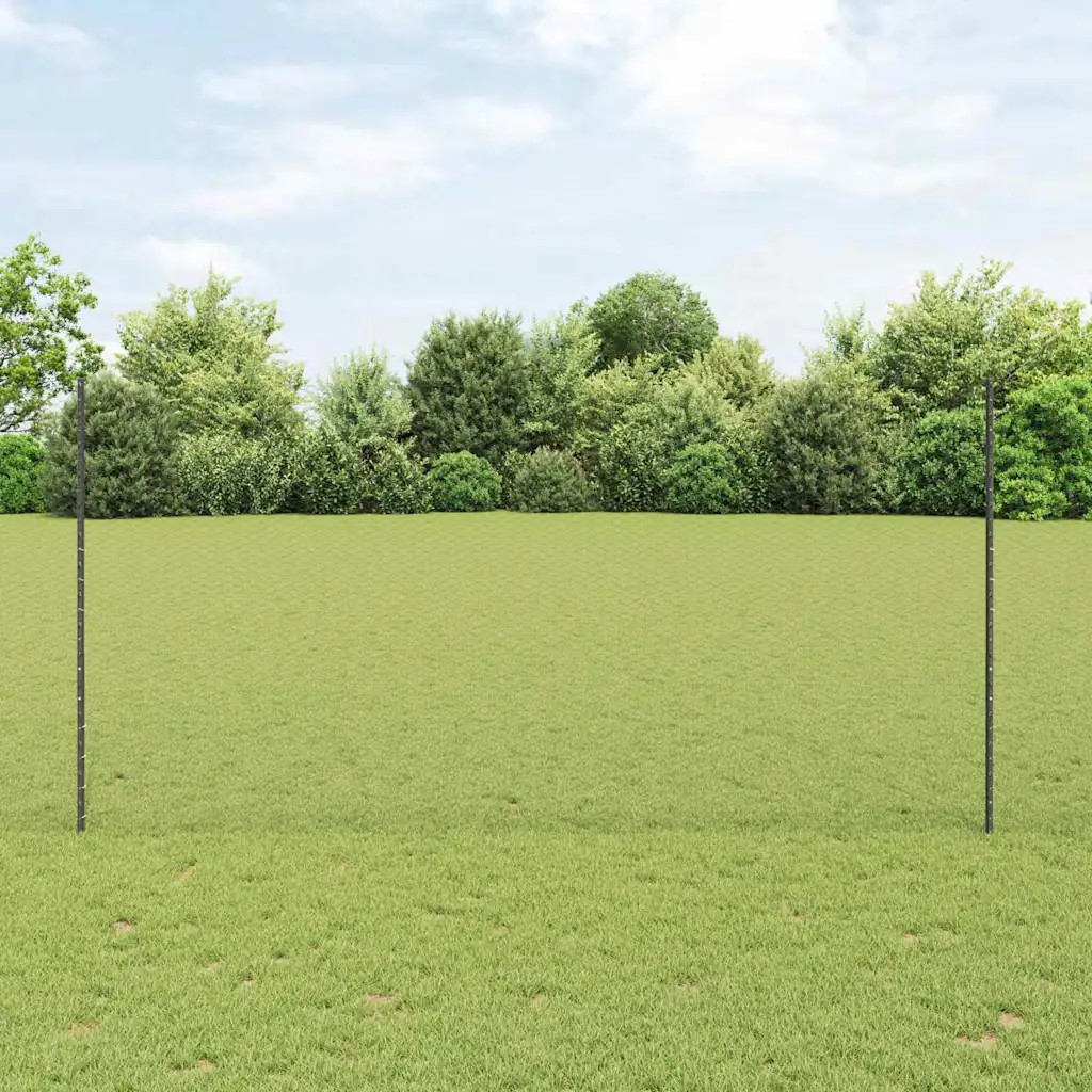 Fence with Posts Grey 1.6 x 25 m Steel vidaXL