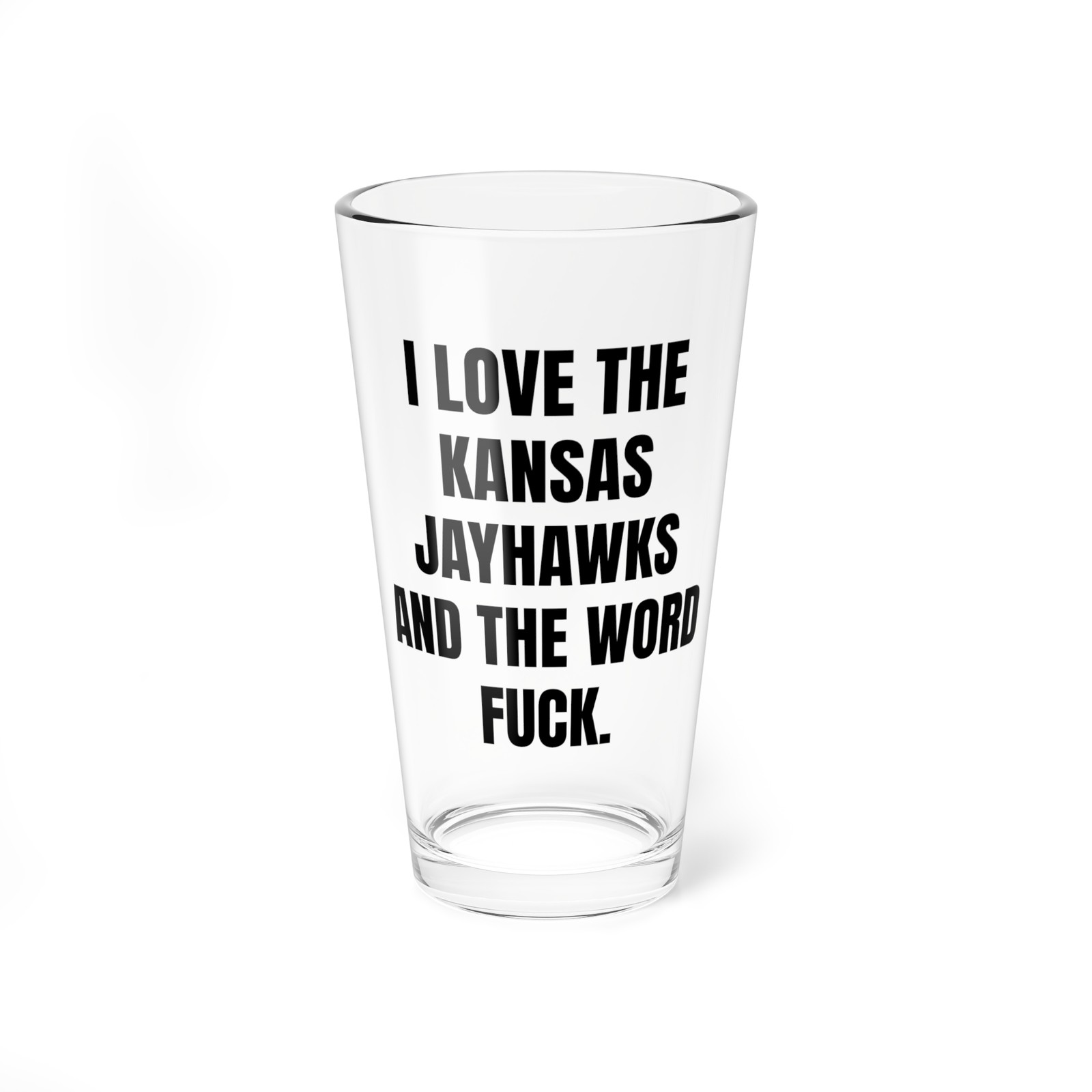 Kansas Jayhawks Gift - 16 oz Pint Beer Glass : UK College Basketball Sports Fan