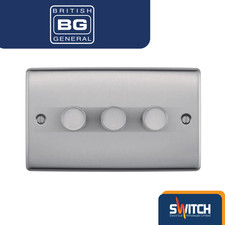 BG Nexus Brushed Steel Switches & Sockets Full Range Satin Chrome Grey Inserts