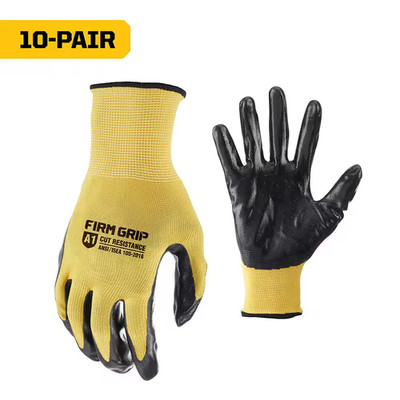 Large Nitrile Coated Work Gloves (10 Pack)