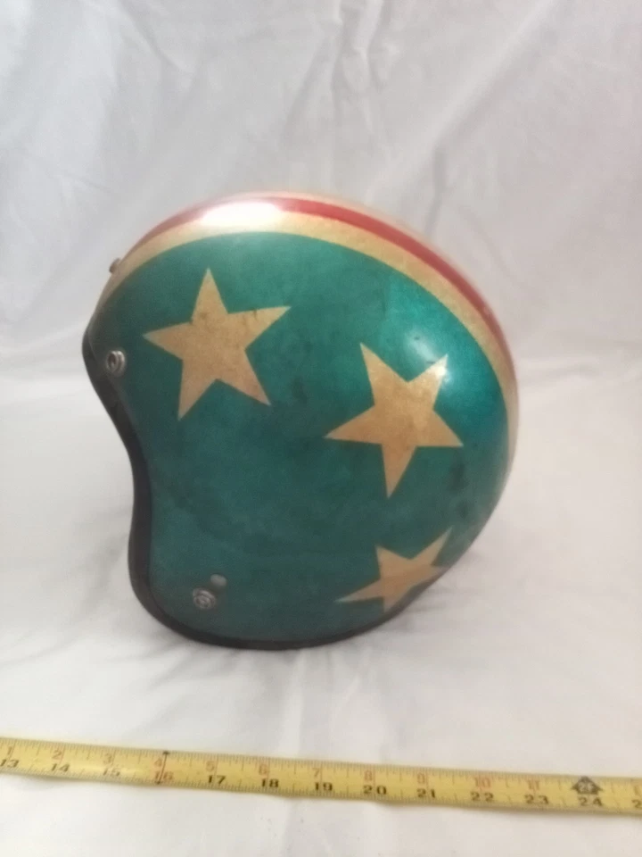 Винтажный. Мотоциклетный шлем со звездами в полоску Easy Rider Captain America взрослый размер XL. - Изображение 4 из 4
