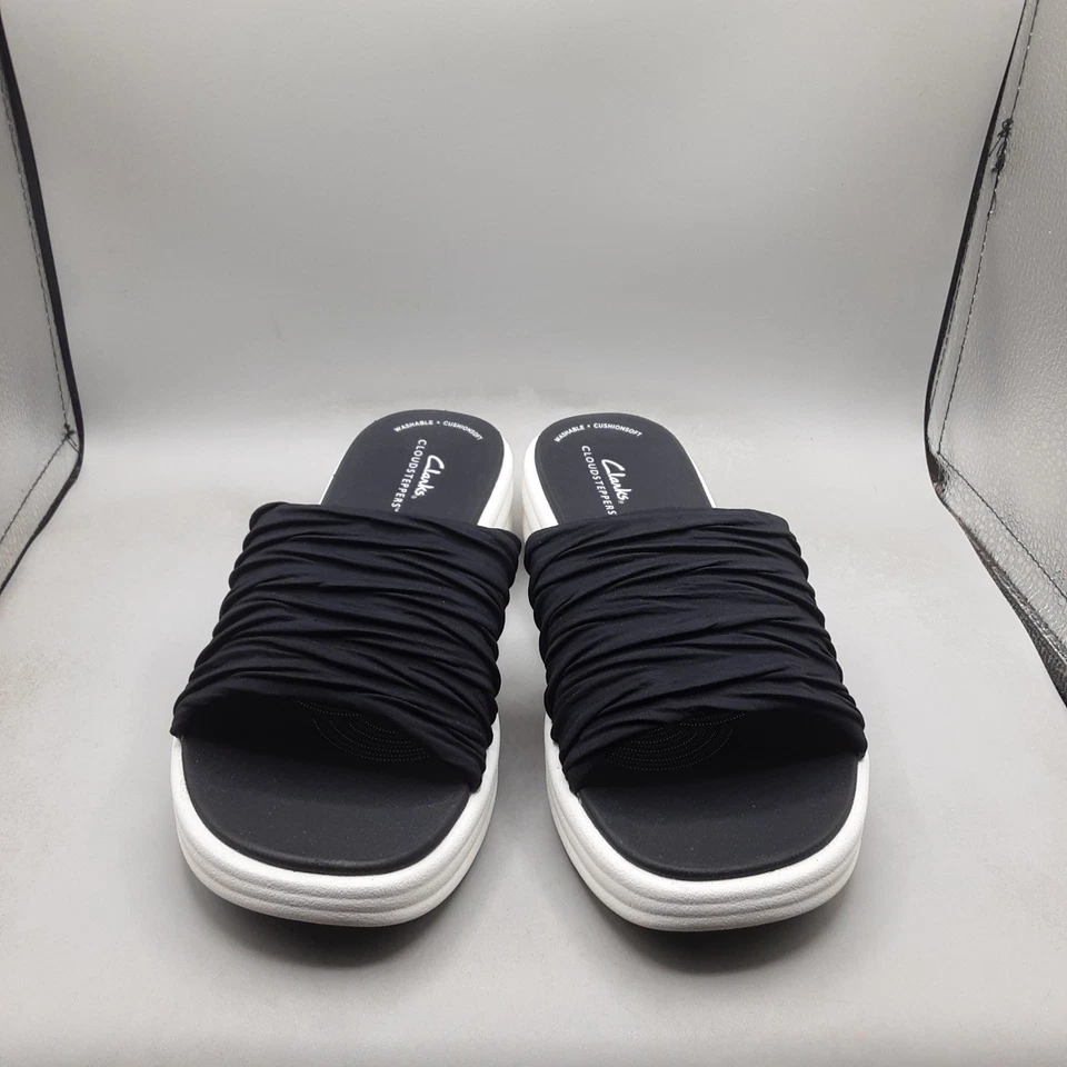 Sandalias Clarks Drift Petal para mujer 7,5 M tela negra A136 Foto 2 de 4