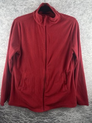 Vintage Janina Size 16 Red Fleece Full Zip Up Jacket Light Weight Soft Fabric