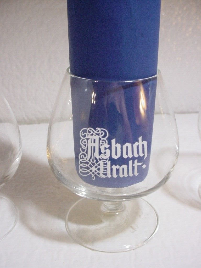 3 Vintage Asbach Uralt Mini German Brandy Snifter Glasses 3 1/2” Tall