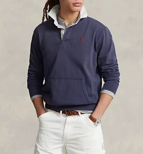 🔥$168🔥Camisa de Rugby Polo Ralph Lauren Para Hombre Ajuste Clásico Bandera Parche - Imagen 2 de 9