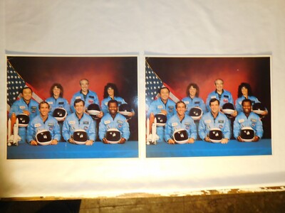 2 Vintage 1986 STS Mission 51-L Space Shuttle Challenger Crew Photograph Lot