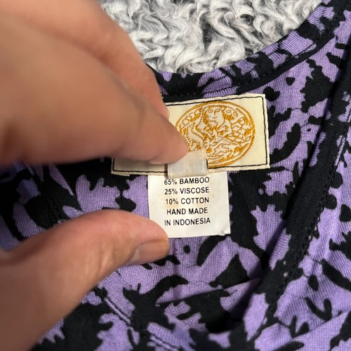 Noa Noa Hawaii Shirt Womens Medium Black Purple Sleeveless Top Hawaiian Casual - Picture 3 of 7