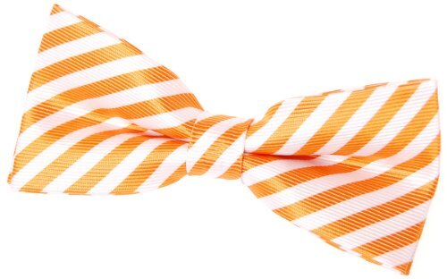 Striped Woven Pre-tied Bow Tie (4.5") Orange and White Stripe - Picture 1 of 1