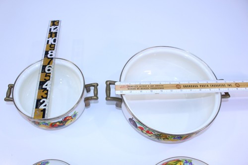 Lote de utensilios de cocina esmaltados MCM de colección asas de latón con tapa fruta en muy buen estado - Imagen 19 de 21