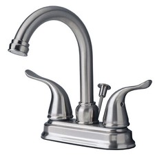 Contemporary Two Handle High Arc Centerset Lavatory Faucet Brushed Nickel Finish