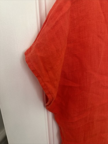 BACKSTAGE Precioso Vestido Coral Naranja 100% Lino S Grande Pecho 48” Bolsillos - Imagen 5 de 5