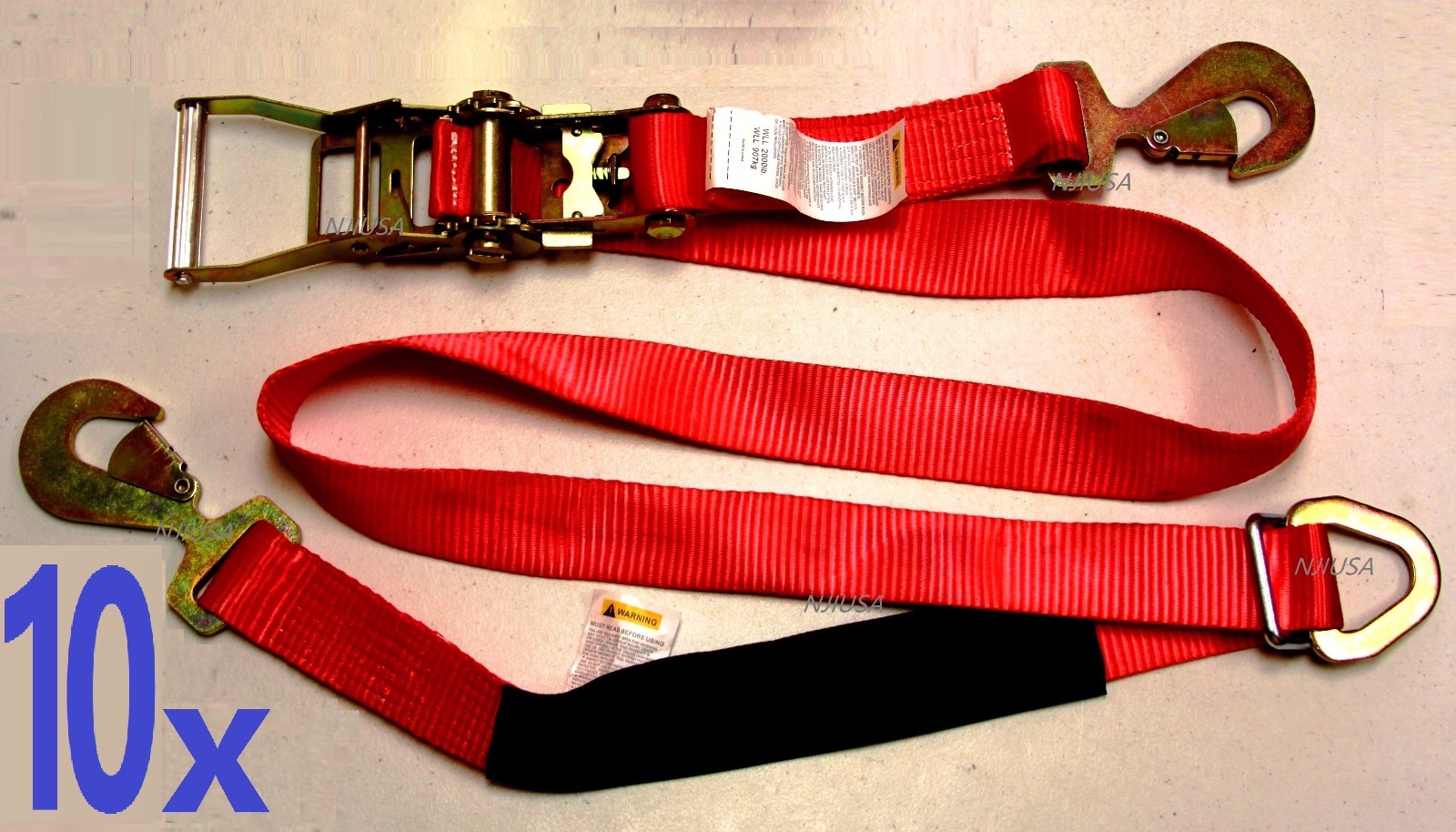 10x Race Car Trailer Tie Down Auto Car Hauler Ratchet Straps with Axle