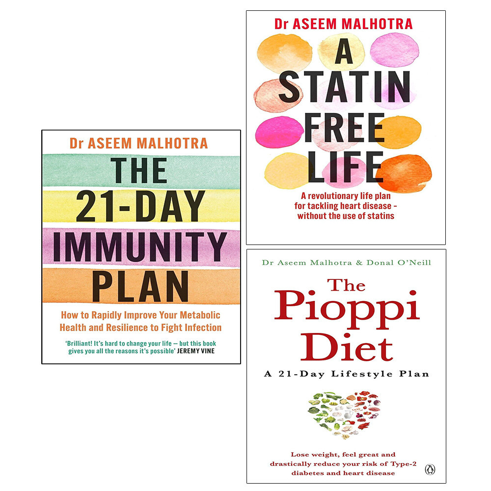 Dr Aseem Malhotra Collection 3 Books Set 21-Day Immunity Plan,A Statin-Free Life