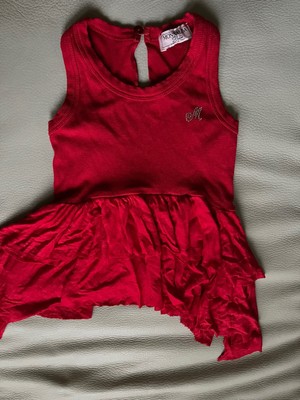 Monnalisa bebe baby tank dress, ribbed red,18 months, no tags