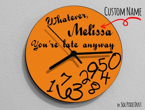 Custom Name Whatever, I'm late anyways Orange - Wall Clock   - Afbeelding 1 van 4