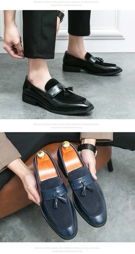 38-46 Mens Tassels Slip on Evening Party Casual Dress Shoes Splicing Spring Size - Picture 17 of 22