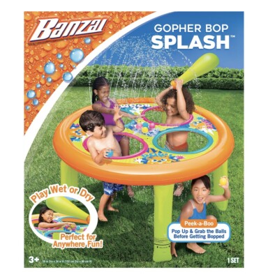BANZAI Inflatable Gopher Bop Sprinkler Summer Party Water Game Backyard & Beach 