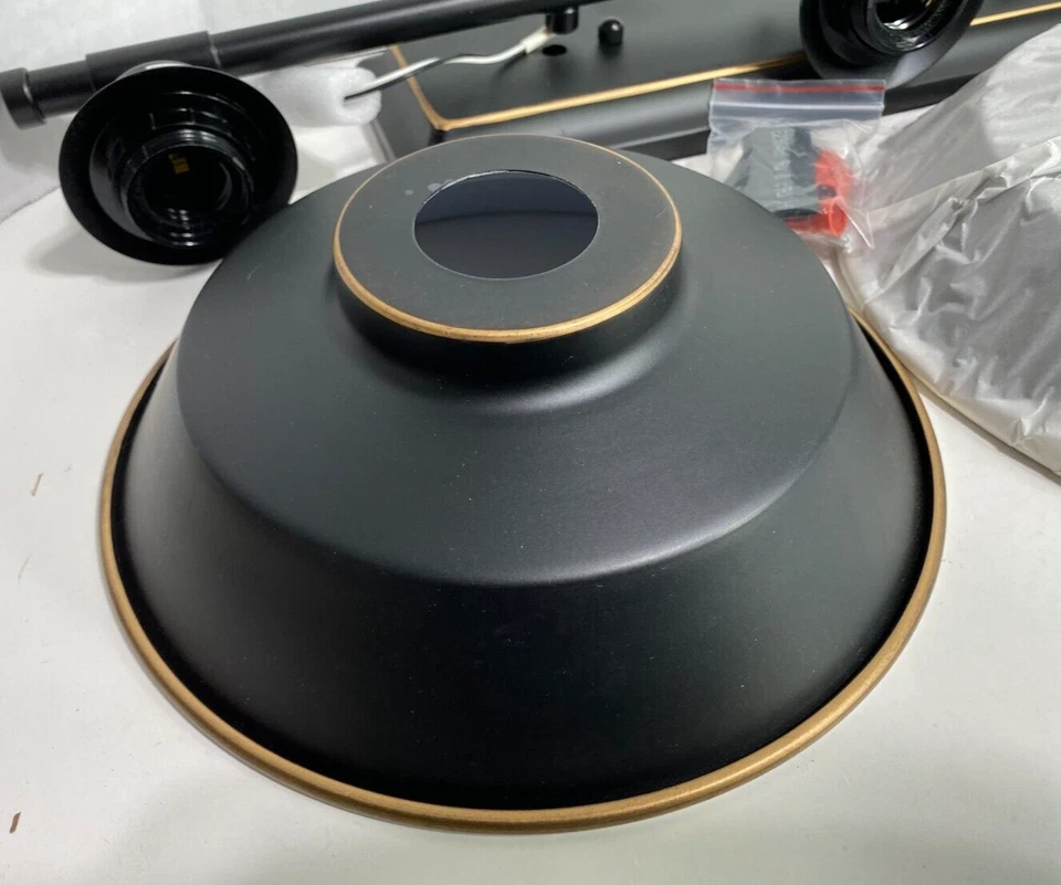 Modern Farmhouse Style Vanity 3-Light Fixture Matte Black Brass Ring White-Inner - Изображение 4 из 4