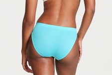 Victoria Secret Seamless Logo Waist Bikini Panty L Blue Super Soft Smooth