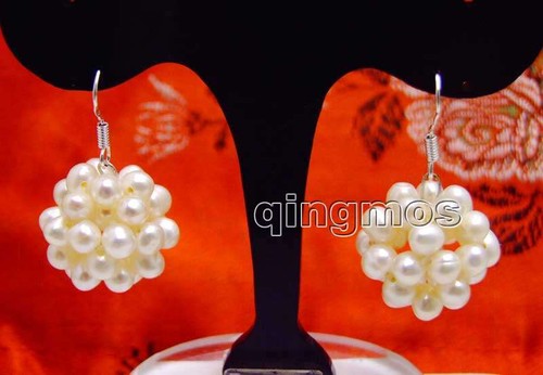15-16mm Orange 4-5mm Coral handwork Weaving Round Ball dangle Earring-ear479 - Picture 5 of 52