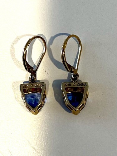 Tanzanite & Diamond Briolette Earrings. 12 KT Gold Over Sterling Silver - Picture 2 of 5