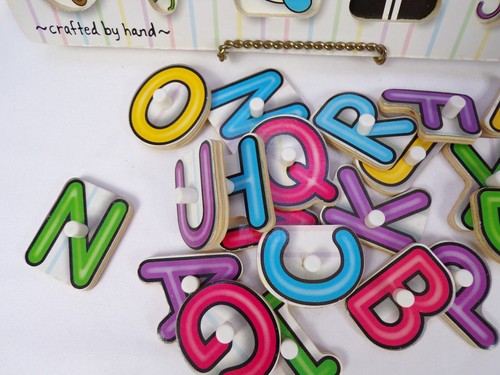Three Wood Peg Puzzles 1 Melissa Doug Alphabet - 2 Unbranded Animals Bear C25 - Picture 8 of 11
