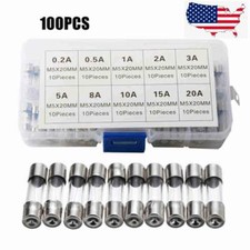 USA 100pcs/Set 5x20mm Quick Blow Glass Tube Fast-blow Glass Fuse Assorted Kit