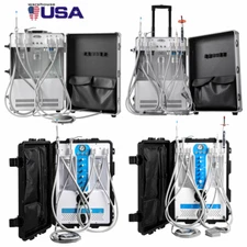 Dental Portable Delivery Unit Mobile Cart High Suction System Air Compressor 4H