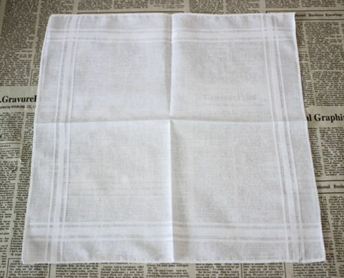 10 pezzi fazzoletti bianchi 100% cotone quadrati morbidi lavabili fazzoletti 34 cm - Foto 5 di 6