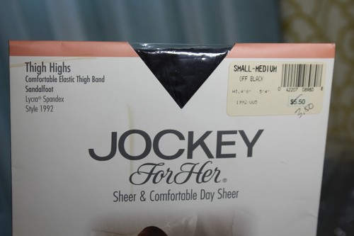 NOS Vtg JOCKEY FOR HER Day Sheer THIGH HIGHS Hose Sandalfoot OFF BLACK 1992 S/M - Bild 11 von 11