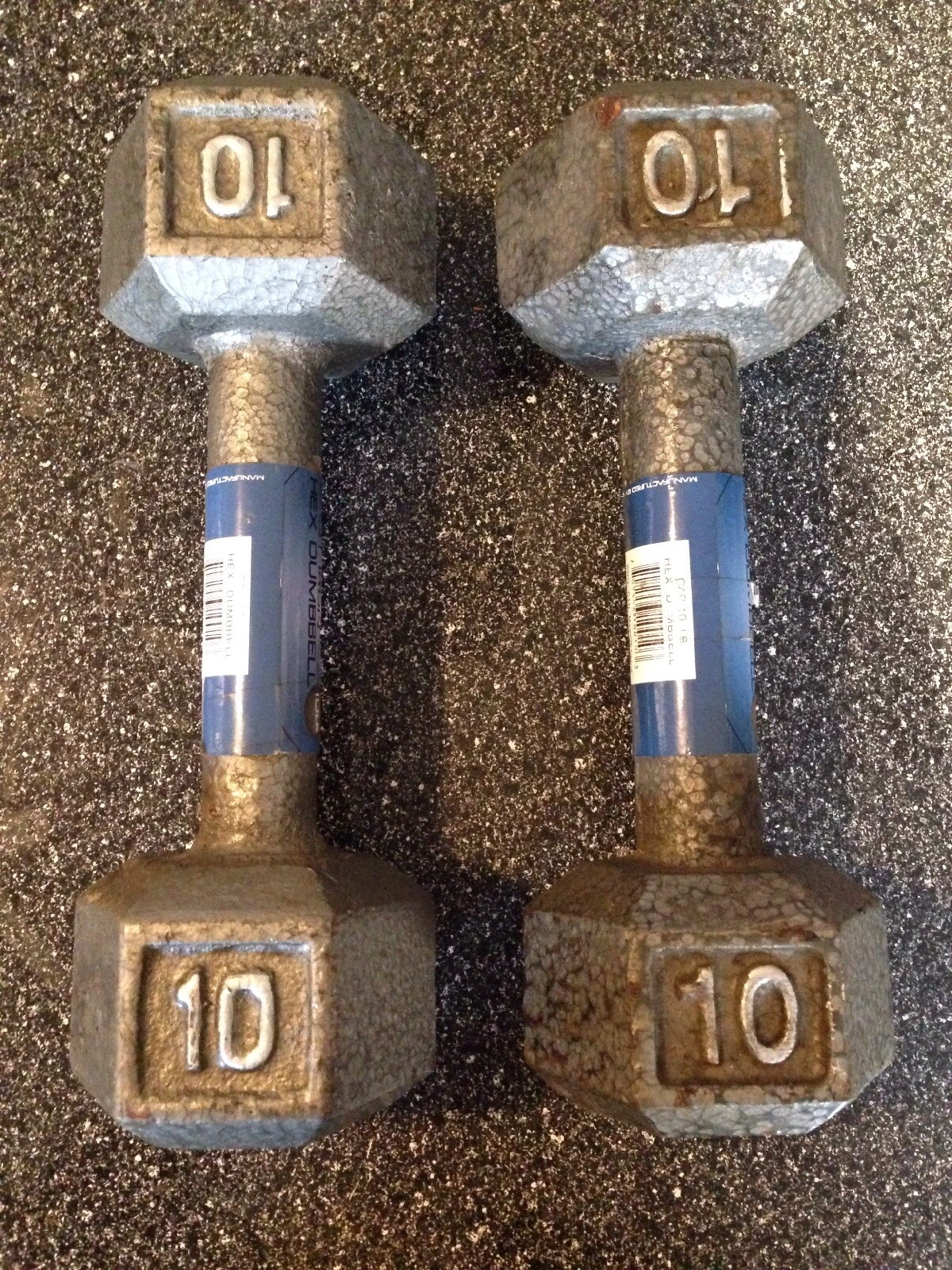 Set of 2 CAP 10 Lb Pound Cast Iron Hex Dumbbells Arm Curl Hand Pair Free Weights